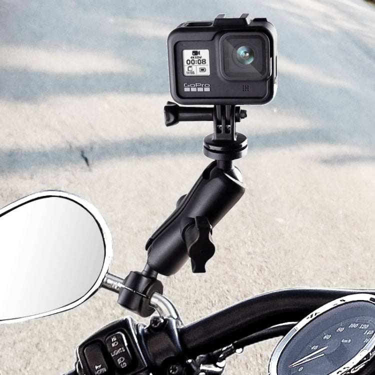 25mm Ball Head Motorcycle Rearview Mirror Screw Hole Fixed Mount Holder for GoPro, Insta360, DJI and Other Action Cameras(Black) - Bicycle Handlebar Mount by PMC TechLife | Online Shopping South Africa | PMC TechLife | Buy Now Pay Later Mobicred