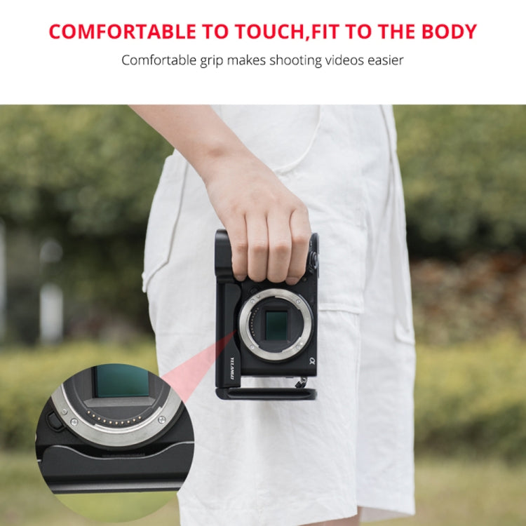 YELANGU YLG0715A 1/4 inch Vertical Shoot Quick Release L Plate Bracket Base Holder for Sony A6300 / A6000 / A6100 / A6400 / A6500 (Black) - free shipping - PMC TechLife - Order now!