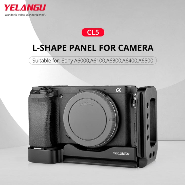 YELANGU YLG0715A 1/4 inch Vertical Shoot Quick Release L Plate Bracket Base Holder for Sony A6300 / A6000 / A6100 / A6400 / A6500 (Black) - free shipping - PMC TechLife - Order now!