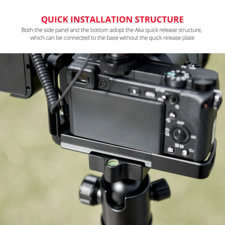 YELANGU YLG0715A 1/4 inch Vertical Shoot Quick Release L Plate Bracket Base Holder for Sony A6300 / A6000 / A6100 / A6400 / A6500 (Black) - free shipping - PMC TechLife - Order now!