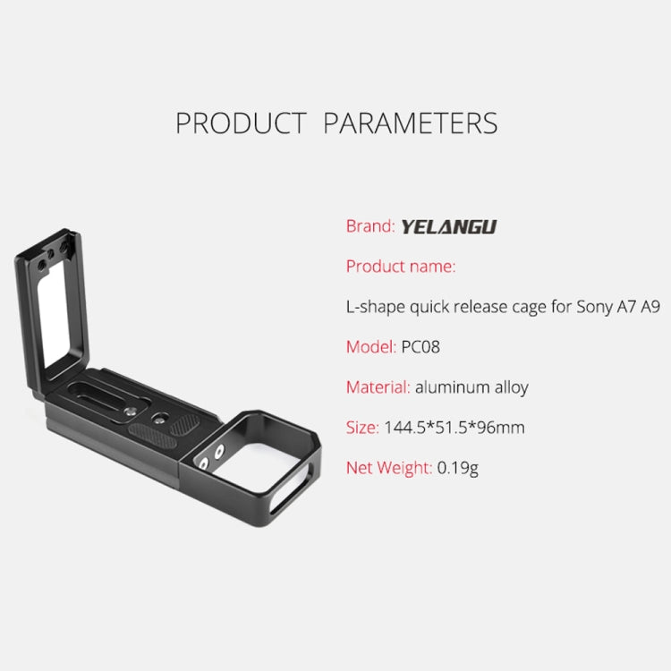 YELANGU CL6 YLG0712A Vertical Shoot Quick Release L Plate Bracket Base Holder for Sony A9 (ILCE-9) / A7 III/ A7R III(Black) - free shipping - PMC TechLife - Order now!