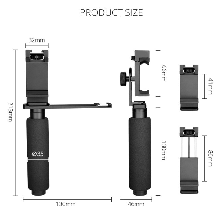 YELANGU PC08 YLG0117A Handheld Grip Holder Bracket with Mobile Phone Metal Clamp (Black) - free shipping - PMC TechLife - Order now!