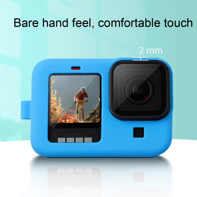 For GoPro HERO10 Black / HERO9 Black Silicone Protective Case Cover with Wrist Strap & Lens Cover(Blue) - Silicone Cases by PMC TechLife | Online Shopping South Africa | PMC TechLife | Buy Now Pay Later Mobicred