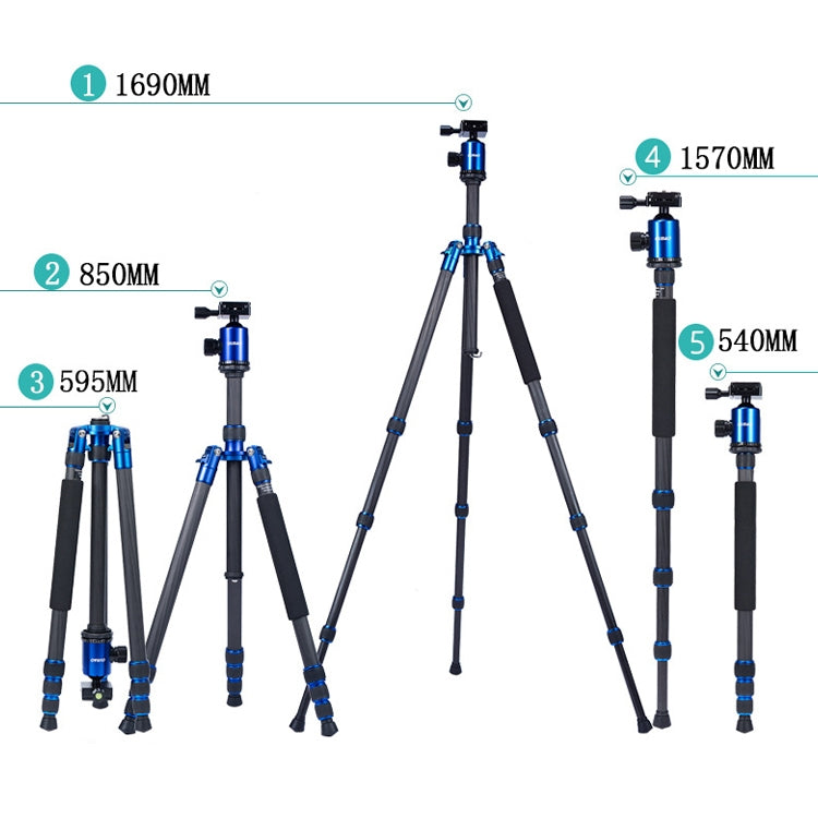 TRIOPO Oubao C-608S Adjustable Portable Carbon Fiber Tripod with Ball Head for SLR Camera - free shipping - PMC TechLife - Order now!