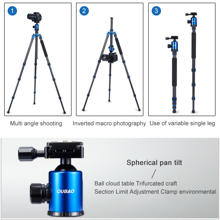 TRIOPO Oubao C-608S Adjustable Portable Carbon Fiber Tripod with Ball Head for SLR Camera - free shipping - PMC TechLife - Order now!