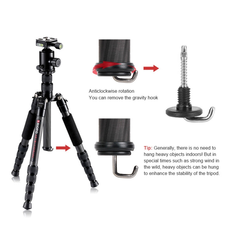 TRIOPO T259G+Q2 Adjustable Portable Carbon Fiber Tripod with Q-2 Ball Head for SLR Camera - free shipping - PMC TechLife - Order now!