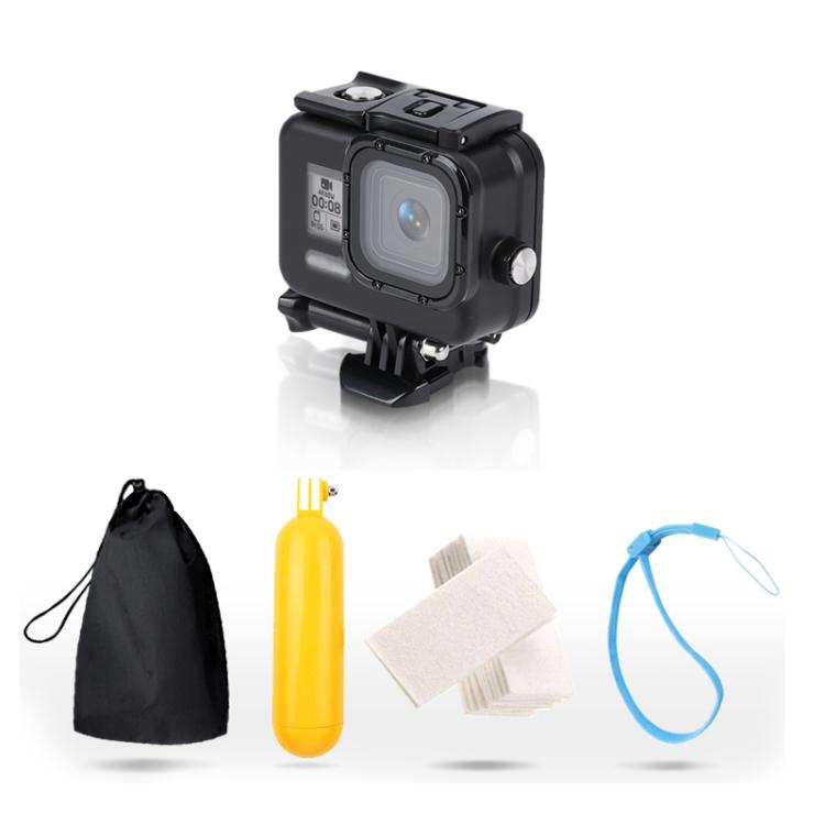 For GoPro HERO8 Black 45m Waterproof Housing Protective Case with Buckle Basic Mount & Screw & Floating Bobber Grip & Strap & Anti-Fog Inserts(Black) - free shipping - PMC TechLife - Order now!