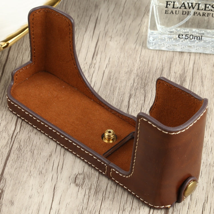 1/4 inch Thread PU Leather Camera Half Case Base for FUJIFILM XE4 (Coffee) - free shipping - PMC TechLife - Order now!