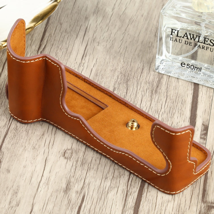 1/4 inch Thread PU Leather Camera Half Case Base for FUJIFILM X-T4 (Brown) - free shipping - PMC TechLife - Order now!