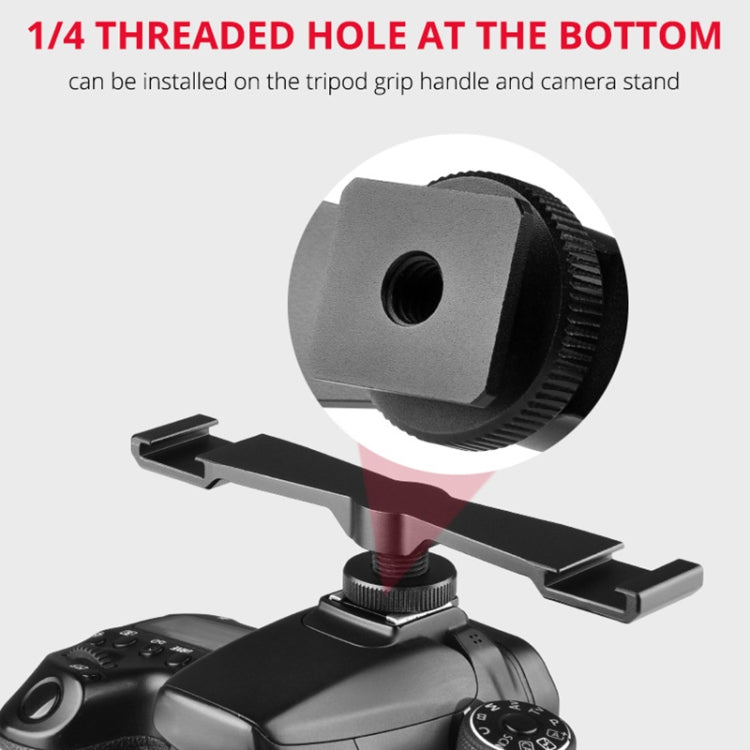 YELANGU A641 Cold Shoe to Dual Cold Shoe Mount Adapter Aluminum Alloy Extension Bracket (Black) - free shipping - PMC TechLife - Order now!