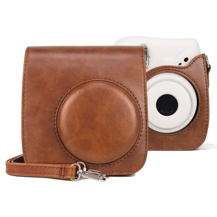 Retro Full Body PU Leather Case Camera  Bag with Strap for FUJIFILM instax mini 7+ (Brown) - Leather Bag by PMC TechLife | Online Shopping South Africa | PMC TechLife | Buy Now Pay Later Mobicred