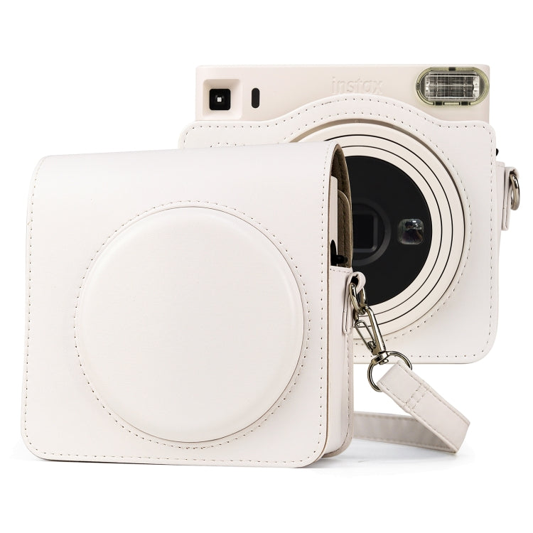 Full Body PU Leather Case Camera  Bag with Strap for FUJIFILM instax Square SQ1 (White) - Leather Bag by PMC TechLife | Online Shopping South Africa | PMC TechLife | Buy Now Pay Later Mobicred