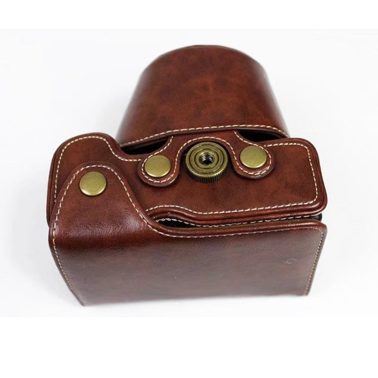 Full Body Camera PU Leather Case Bag for Sony LCE-7C / Alpha 7C / A7C 28-60mm / 40.5mm Lens(Coffee) - Leather Bag by PMC TechLife | Online Shopping South Africa | PMC TechLife | Buy Now Pay Later Mobicred