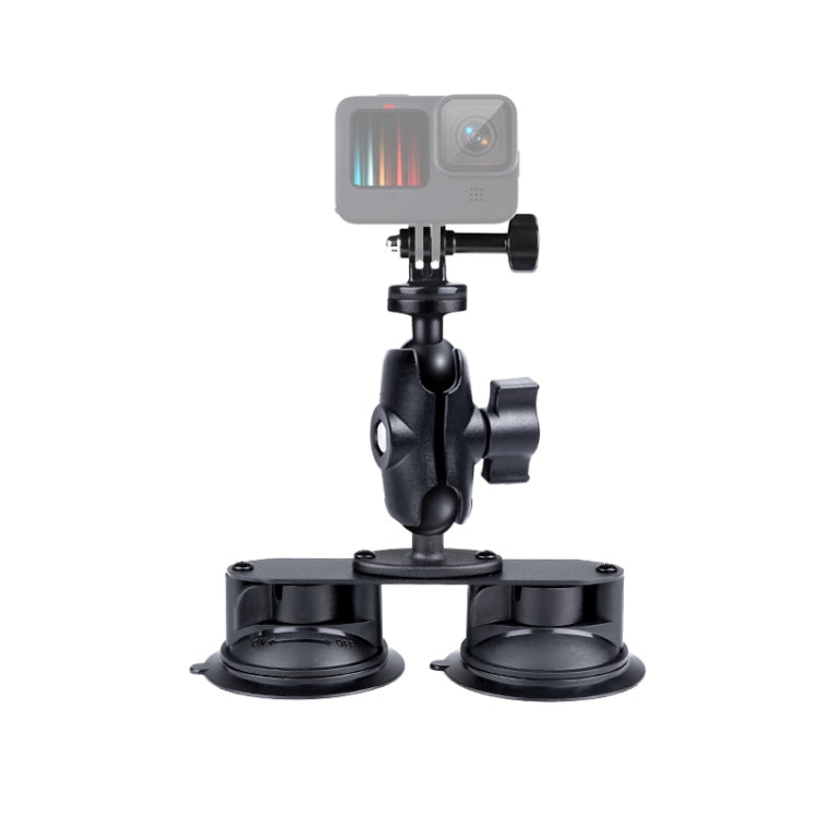 Dual Suction Cup Mount Holder with Tripod Adapter & Screw & Phone Clamp & Anti-lost Silicone Net for for GoPro, Insta360, DJI and Other Action Cameras, Smartphones(Black) - Holder by PMC TechLife | Online Shopping South Africa | PMC TechLife | Buy Now Pay Later Mobicred