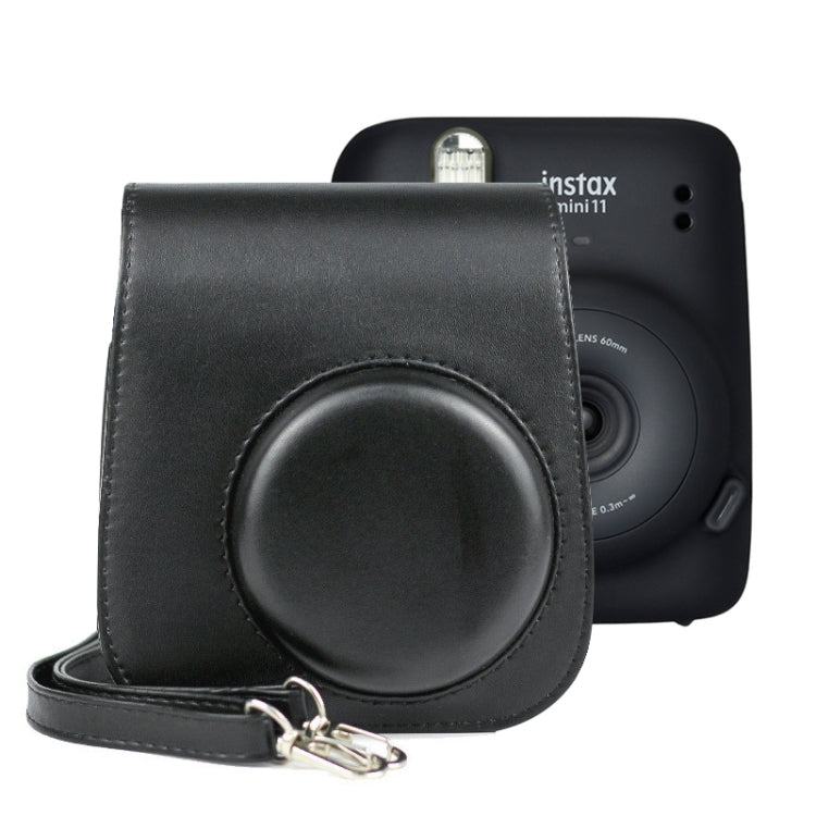 Solid Color Full Body Camera Leather Case Bag with Strap for FUJIFILM Instax mini 11 (Black) - free shipping - PMC TechLife - Order now!