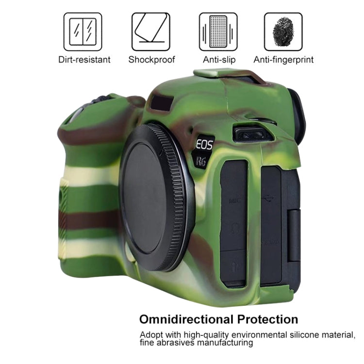 For Canon EOS R6 Litchi Texure Soft Silicone Case(Camouflage) - Protective Case by PMC TechLife | Online Shopping South Africa | PMC TechLife | Buy Now Pay Later Mobicred