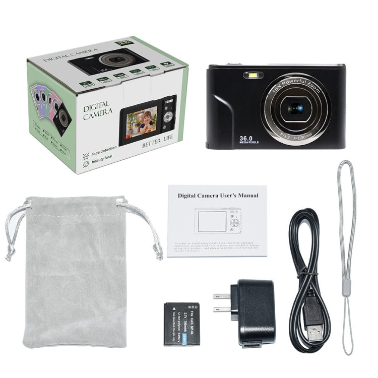 DC311 2.4 inch 36MP 16X Zoom 2.7K Full HD Digital Camera Children Card Camera, US Plug(Black) - Children Cameras by PMC TechLife | Online Shopping South Africa | PMC TechLife | Buy Now Pay Later Mobicred