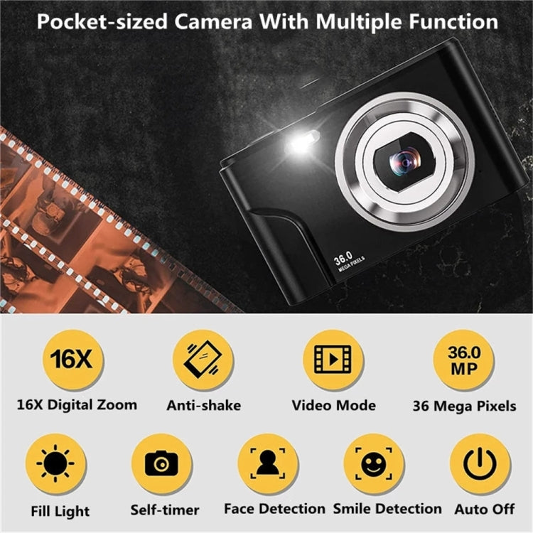 DC311 2.4 inch 36MP 16X Zoom 2.7K Full HD Digital Camera Children Card Camera, AU Plug (Black) - Children Cameras by PMC TechLife | Online Shopping South Africa | PMC TechLife | Buy Now Pay Later Mobicred