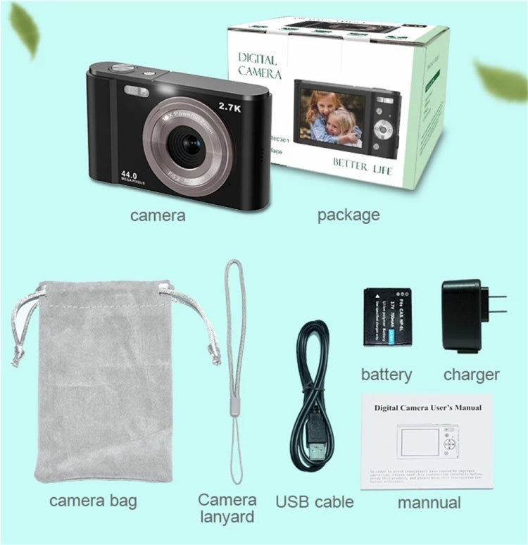 DC302 2.88 inch 44MP 16X Zoom 2.7K Full HD Digital Camera Children Card Camera, EU Plug (Pink) - free shipping - PMC Jewellery - Order now!