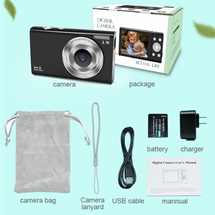 DC402 2.4 inch 44MP 16X Zoom 1080P Full HD Digital Camera Children Card Camera, EU Plug (Black) - free shipping - PMC TechLife - Order now!