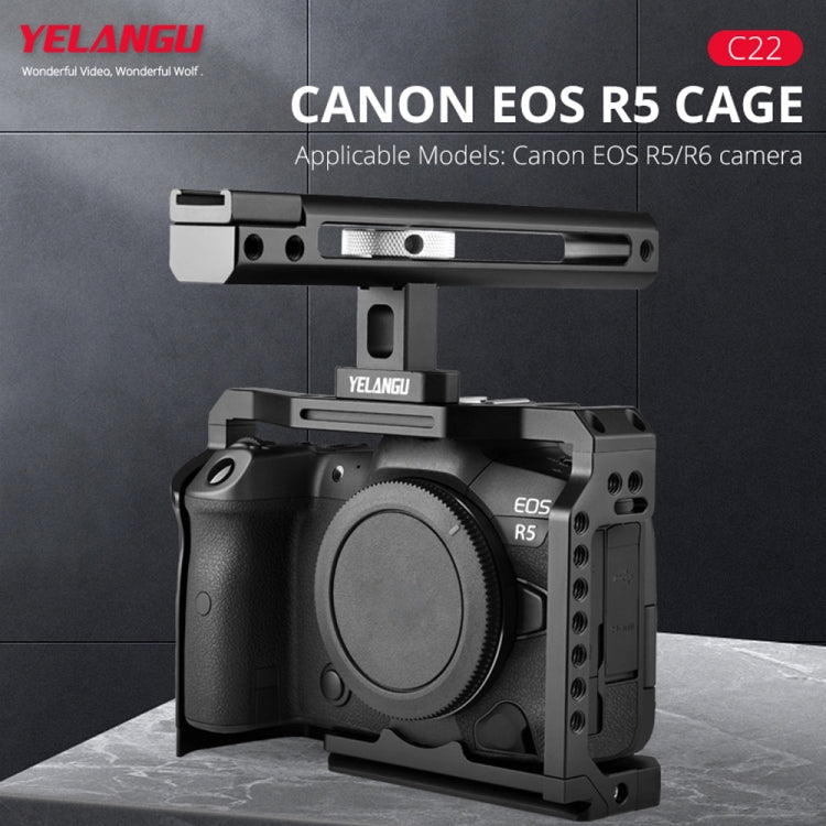 YELANGU C22 YLG0334B Video Camera Cage Stabilizer with Handle for Canon EOS R5/R6 (Black) - free shipping - PMC TechLife - Order now!