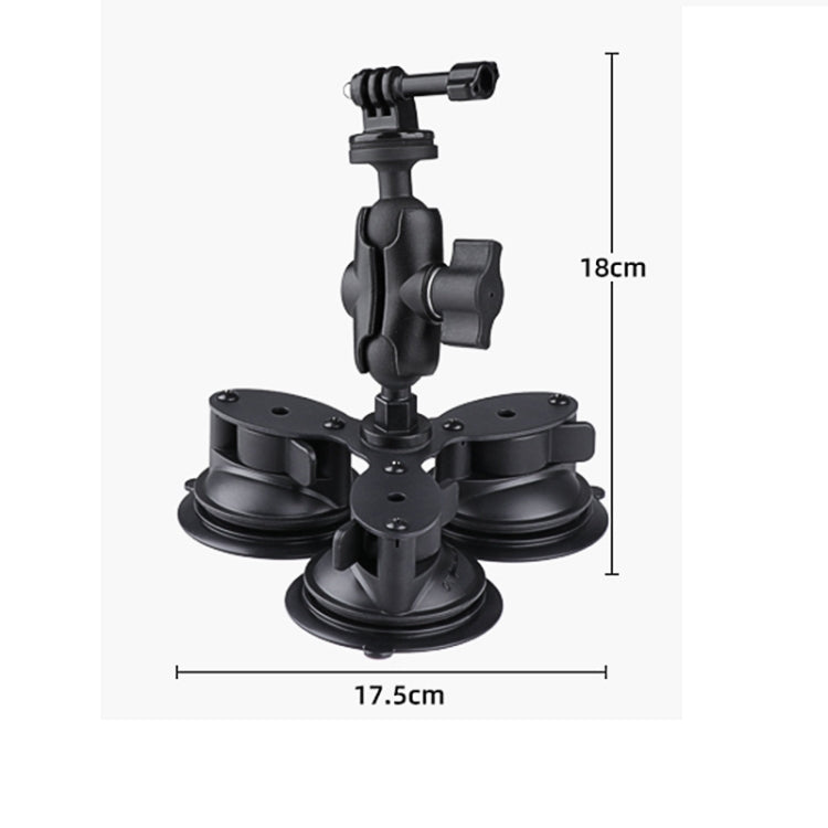 Triangle Suction Cup Mount Holder with Tripod Adapter & Steel Tether & Safety Buckle (Black) - free shipping - PMC TechLife - Order now!