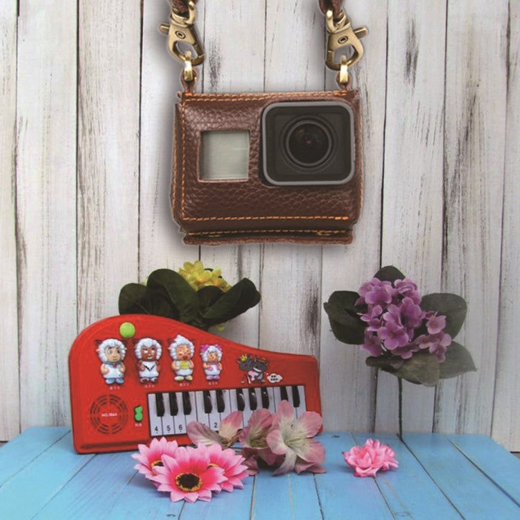 For GoPro HERO4 Litchi Texture Genuine Leather Protective Case with Sling(Brown) - Leather Cases by PMC TechLife | Online Shopping South Africa | PMC TechLife | Buy Now Pay Later Mobicred