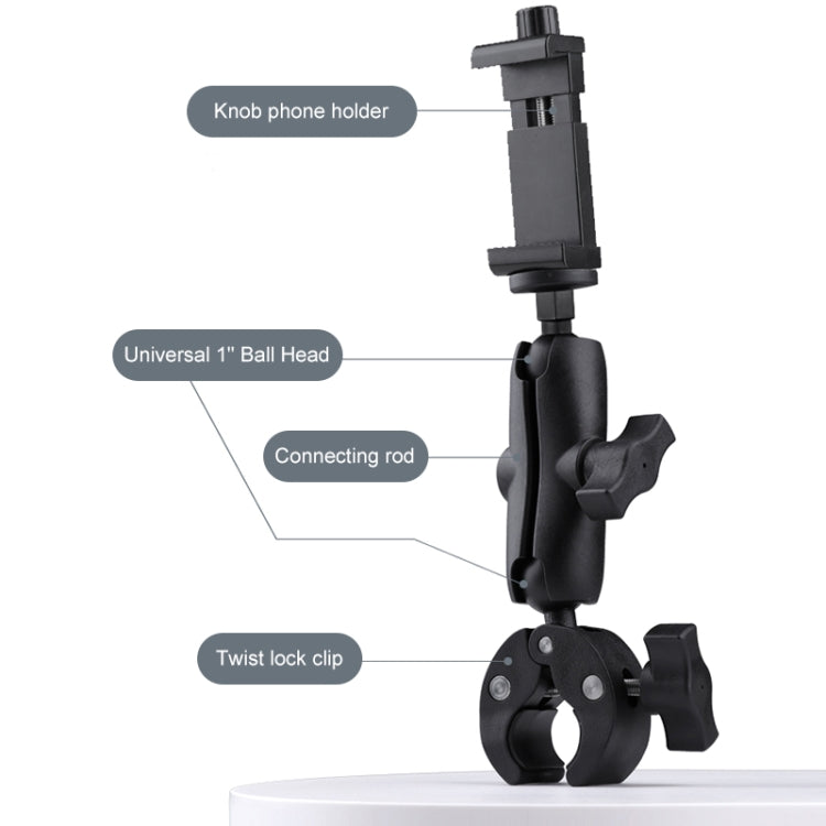 360 Rotation Adjustable Action Camera Bike Motorcycle Handlebar Holder with Phone Clamp (Black) - Bicycle Handlebar Mount by PMC TechLife | Online Shopping South Africa | PMC TechLife | Buy Now Pay Later Mobicred