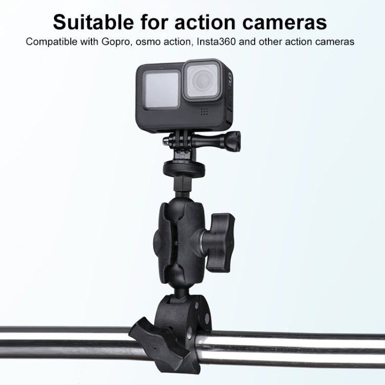 360 Rotation Adjustable Action Camera Bike Motorcycle Handlebar Holder with Phone Clamp (Black) - Bicycle Handlebar Mount by PMC TechLife | Online Shopping South Africa | PMC TechLife | Buy Now Pay Later Mobicred
