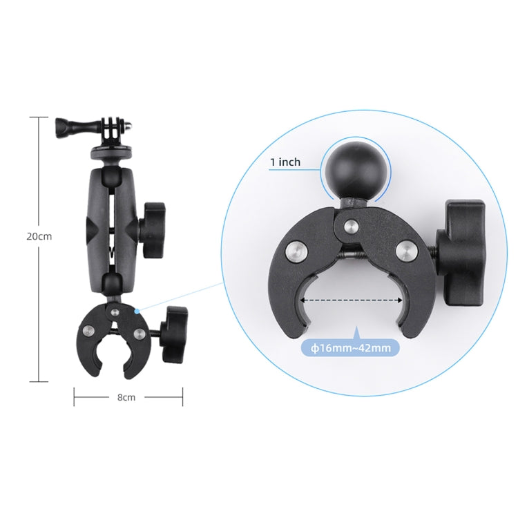 Extended Version 360 Rotation Adjustable Action Camera Clamp Plier Base Holder (Black) - Bicycle Handlebar Mount by PMC TechLife | Online Shopping South Africa | PMC TechLife | Buy Now Pay Later Mobicred