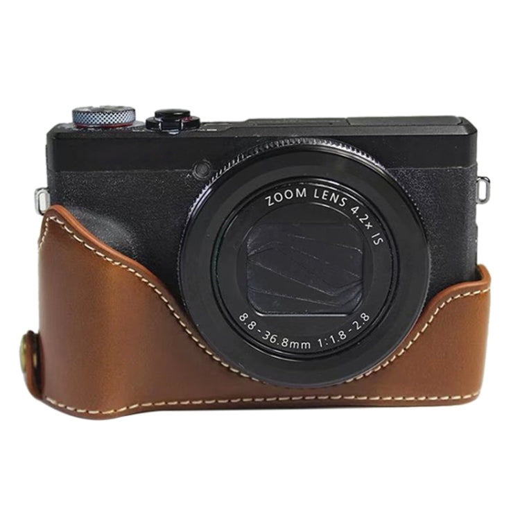 1/4 inch Thread PU Leather Camera Half Case Base for Canon G7 X Mark III / G7 X3 (Brown) - Half Case by PMC TechLife | Online Shopping South Africa | PMC TechLife | Buy Now Pay Later Mobicred
