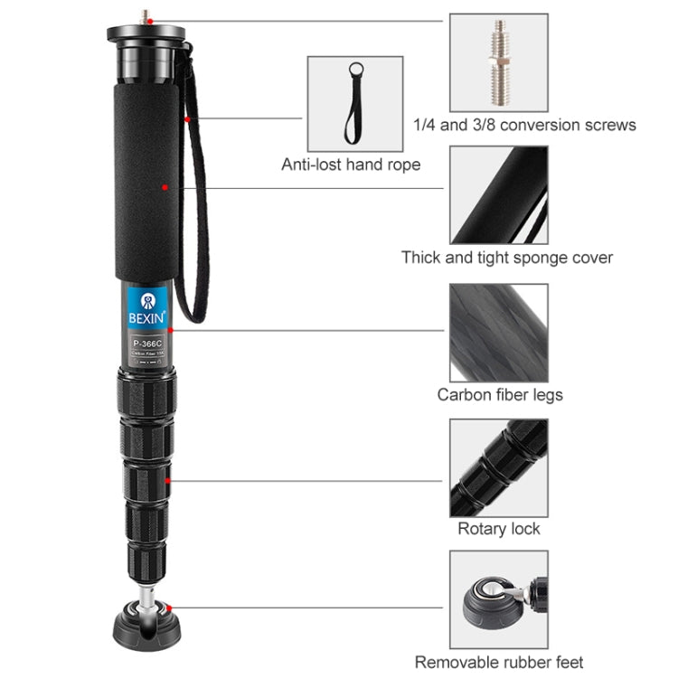 BEXIN P335C Camera Carbon Fiber Monopod Travel Live Selfie Bracket Holder - Monopods by BEXIN | Online Shopping South Africa | PMC TechLife | Buy Now Pay Later Mobicred