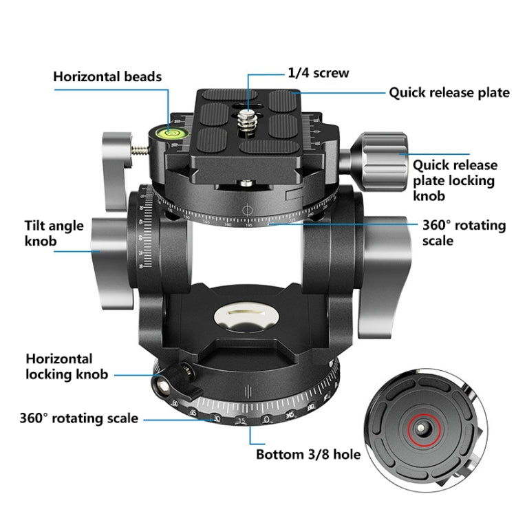 BEXIN DT-02S/S 2D 360 Degree Panorama Heavy Duty Tripod Action Fluid Drag Head with Quick Release Plate - free shipping - PMC TechLife - Order now!
