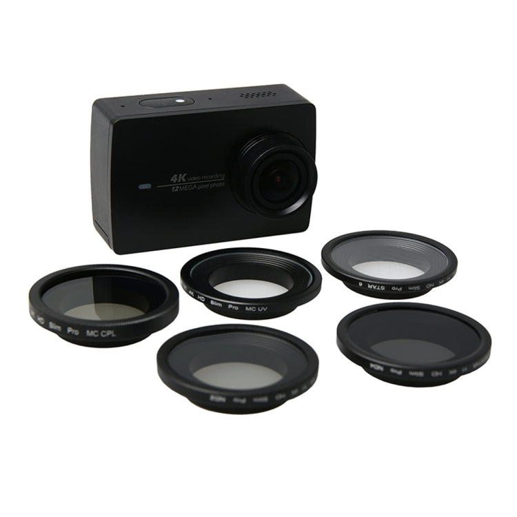 For Xiaomi Xiaoyi Yi II 4K Sport Action Camera Proffesional 34mm Lens Filter(CPL + UV + ND4+ ND2 + Star 6) - Lens Filter by PMC TechLife | Online Shopping South Africa | PMC TechLife | Buy Now Pay Later Mobicred
