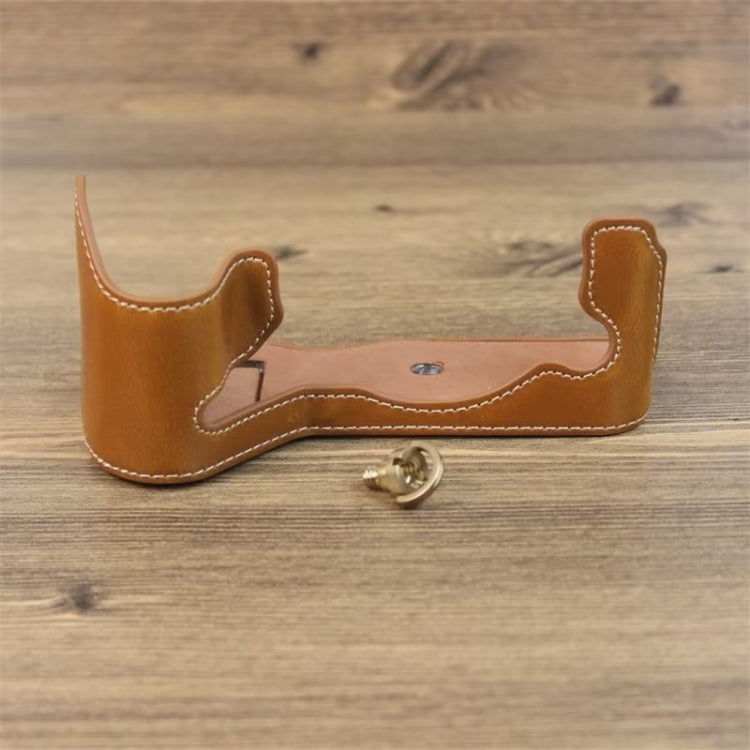 For Fujifilm XH2S 1/4 inch Thread PU Leather Camera Half Case Base (Brown) - Half Case by PMC TechLife | Online Shopping South Africa | PMC TechLife | Buy Now Pay Later Mobicred