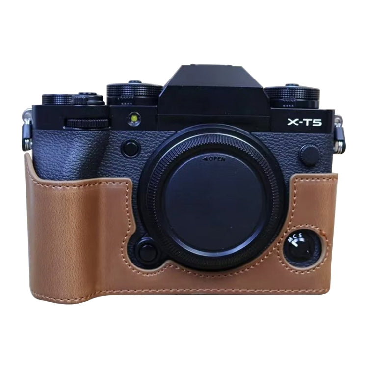 For FUJIFILM X-T5 1/4 inch Thread PU Leather Camera Half Case Base (Coffee) - Half Case by PMC TechLife | Online Shopping South Africa | PMC TechLife | Buy Now Pay Later Mobicred
