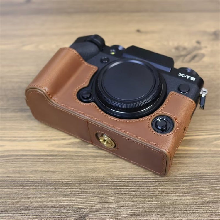 For FUJIFILM X-T5 1/4 inch Thread PU Leather Camera Half Case Base (Coffee) - Half Case by PMC TechLife | Online Shopping South Africa | PMC TechLife | Buy Now Pay Later Mobicred
