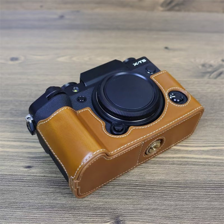 For FUJIFILM X-T5 1/4 inch Thread PU Leather Camera Half Case Base (Brown) - Half Case by PMC TechLife | Online Shopping South Africa | PMC TechLife | Buy Now Pay Later Mobicred