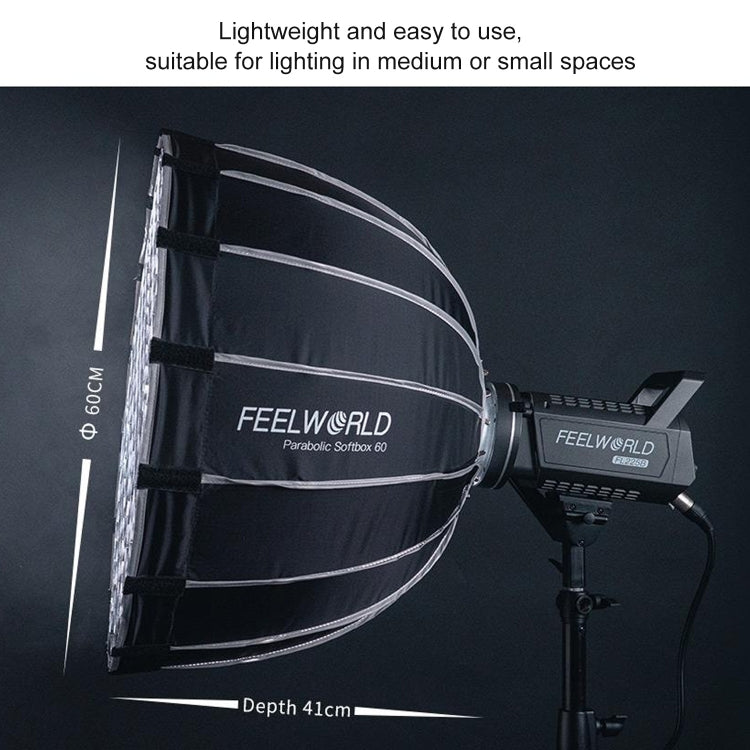 FEELWORLD FSP60 60cm Parabolic Softbox Quick Release Diffuser with Bowens Mount (Black) - free shipping - PMC TechLife - Order now!