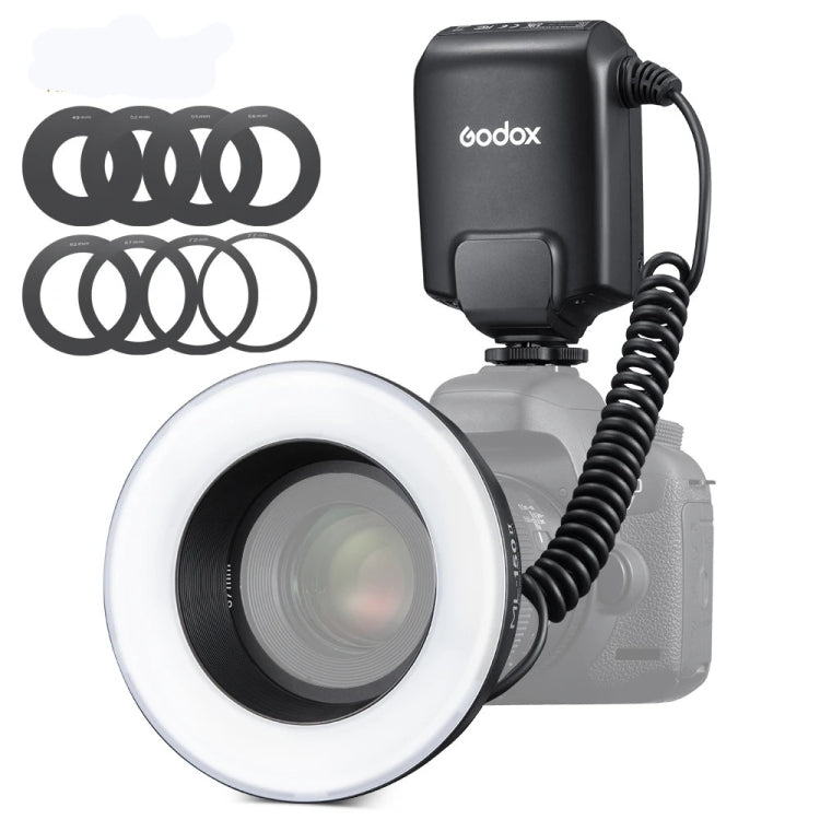 Godox ML-150II On-camera Macro Ring Flash Light with 8 Different Size Adapter Rings (Black) - free shipping - PMC TechLife - Order now!