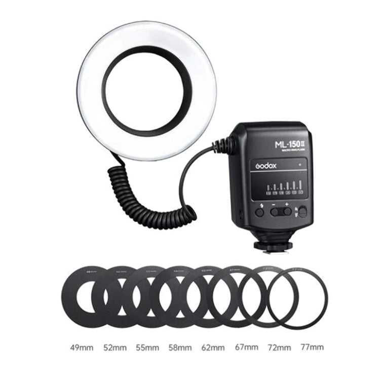 Godox ML-150II On-camera Macro Ring Flash Light with 8 Different Size Adapter Rings (Black) - free shipping - PMC TechLife - Order now!