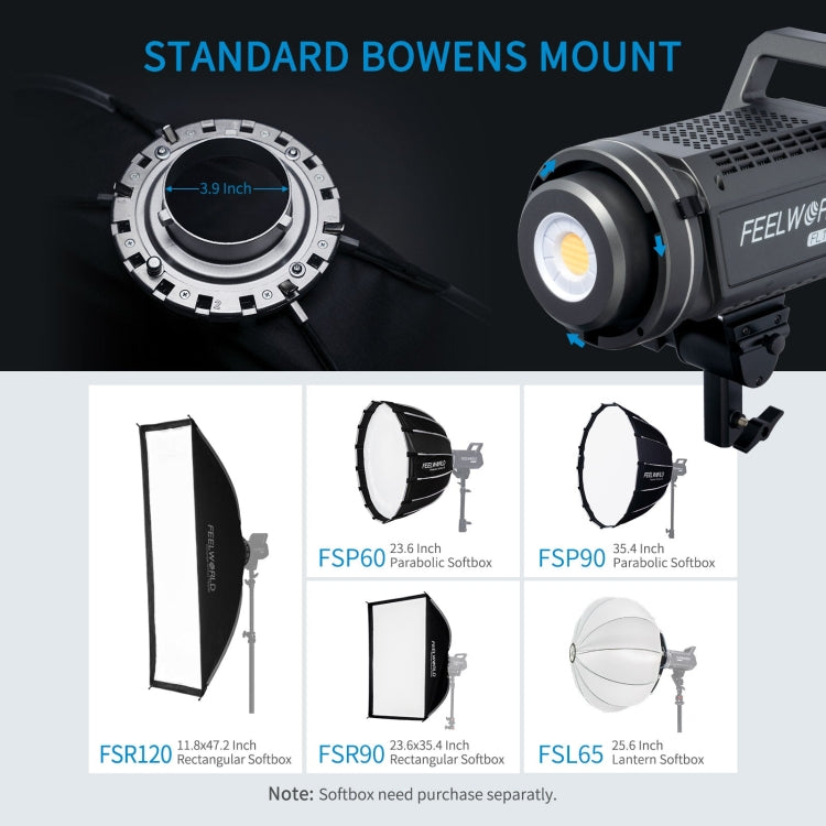 FEELWORLD FL125D 125W Daylight Point Source Video Light, Bluetooth APP Control(EU Plug) - free shipping - PMC TechLife - Order now!