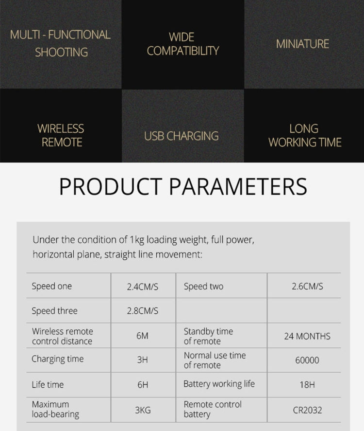 YELANGU L4X Camera 3-wheel Dolly II Electric Track Slider 3-Wheel Video Pulley Rolling Dolly Car with Remote Control for DSLR / Home DV Cameras, GoPro, Smartphones, Load: 3kg(Grey) - free shipping - PMC TechLife - Order now!