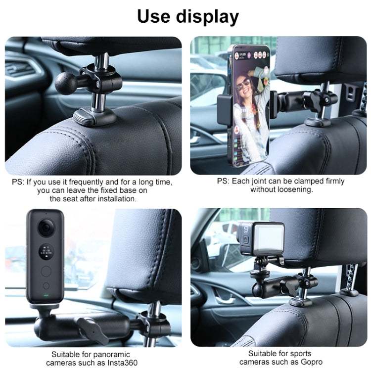 21mm Ballhead Car Front Seat Handlebar Fixed Mount Holder with Tripod Adapter & Screw & Phone Clamp & Anti-lost Silicone Case for GoPro, Insta360, DJI and Other Action Cameras - Connection Mount by PMC TechLife | Online Shopping South Africa | PMC TechLife | Buy Now Pay Later Mobicred