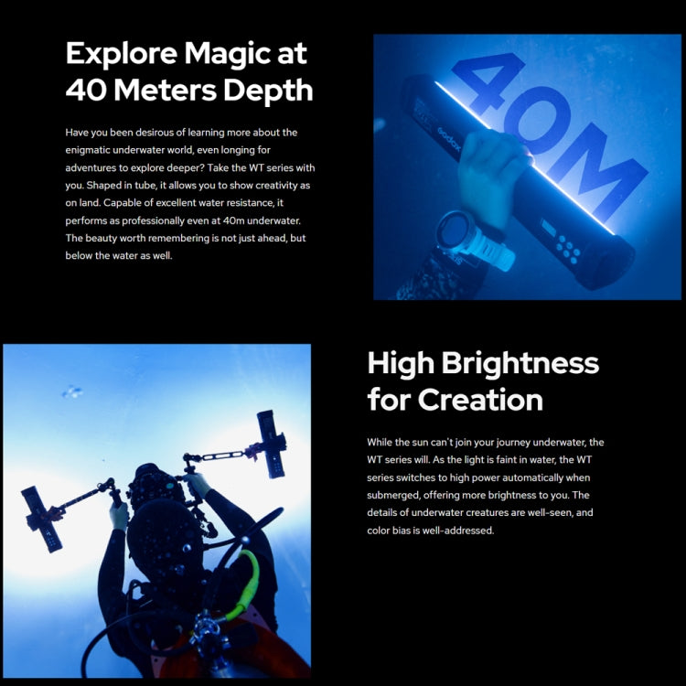 Godox WT25R Waterproof Tube Light  25cm RGB Photo Video Fill Light - free shipping - PMC TechLife - Order now!