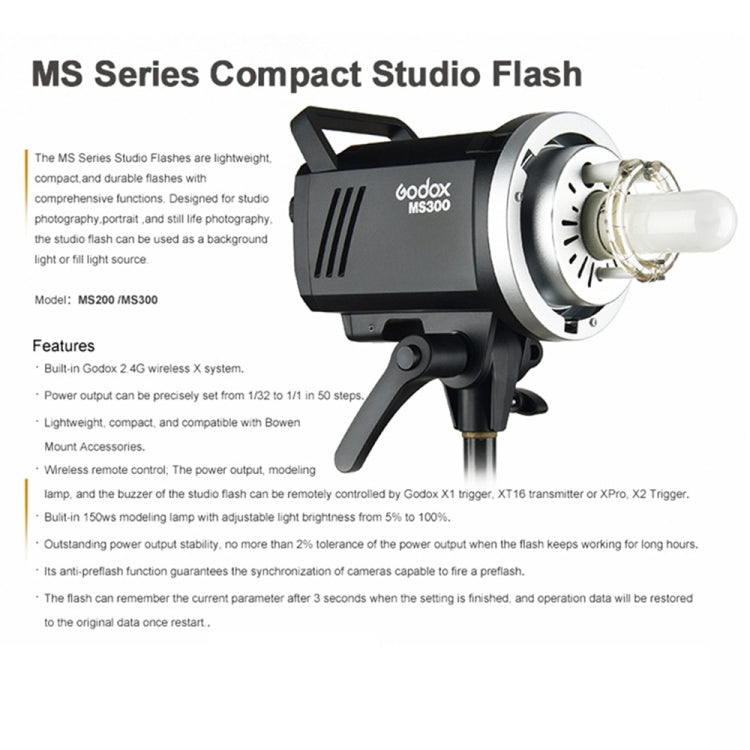 Godox MS300 Studio Flash Light 300Ws Bowens Mount Studio Speedlight (UK Plug) - free shipping - PMC TechLife - Order now!