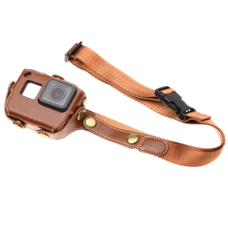 For GoPro HERO7 Black /6 /5  PU Leather Housing Case with Neck Strap & Buttons(Coffee) - Leather Cases by PMC TechLife | Online Shopping South Africa | PMC TechLife | Buy Now Pay Later Mobicred