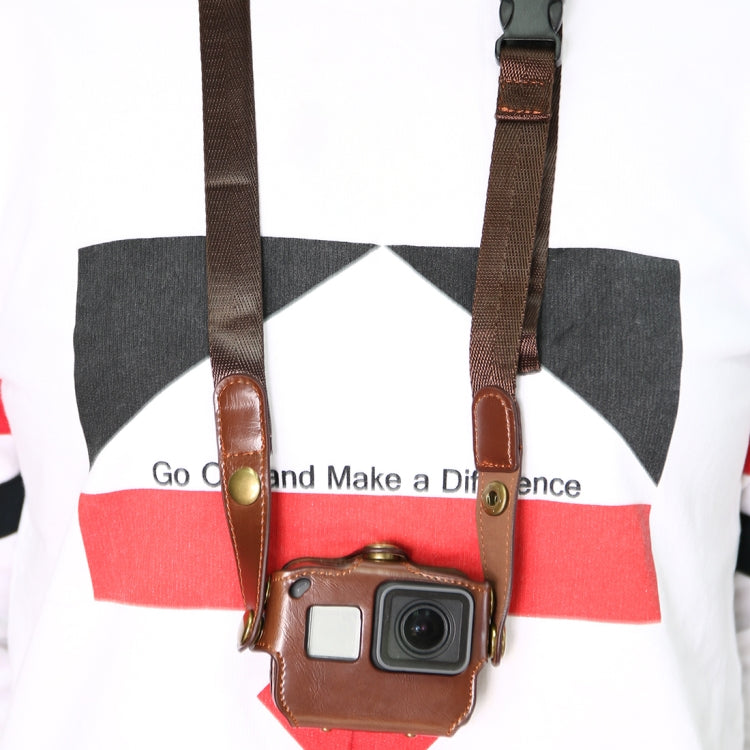 For GoPro HERO7 Black /6 /5  PU Leather Housing Case with Neck Strap & Buttons(Brown) - free shipping - PMC TechLife - Order now!