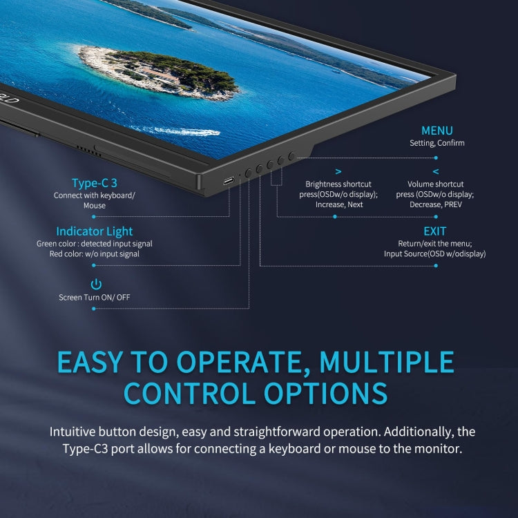 FEELWORLD DH156 15.6 inch Portable External Monitor FHD 1080P USB-C HDMI (Black) - free shipping - PMC TechLife - Order now!