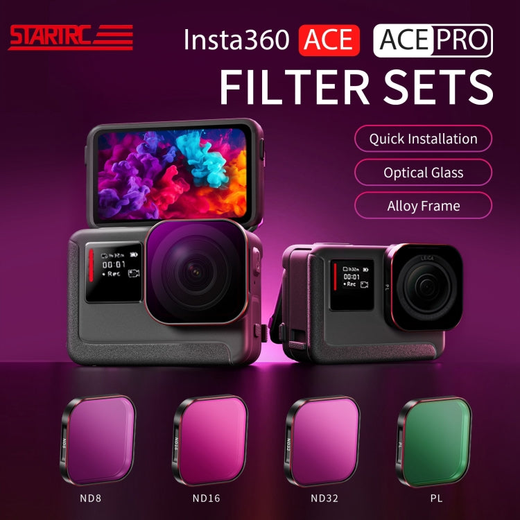 For Insta360 Ace / Ace Pro STARTRC 4 in 1 PL ND8 ND16 ND32 Camera Lens Filter (Black) - free shipping - PMc TechLife - Order now!